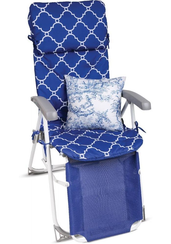 Кресло-шезлонг складное со съемным матрасом и декоративной подушкой, подножка Haushalt HHK7/BL синий Nika
