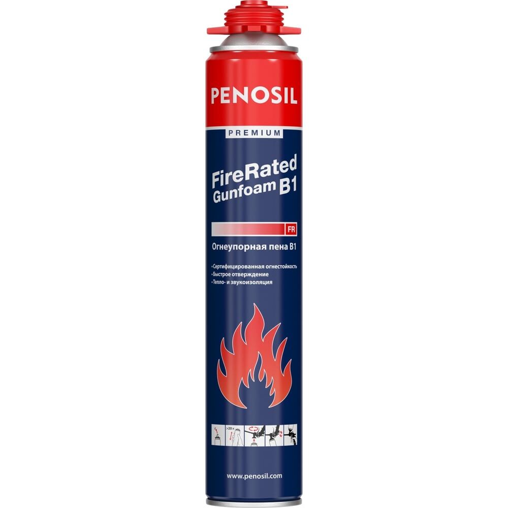 Профессиональная огнеупорная монтажная пена Penosil Premium Fire Rated Gunfoam B1