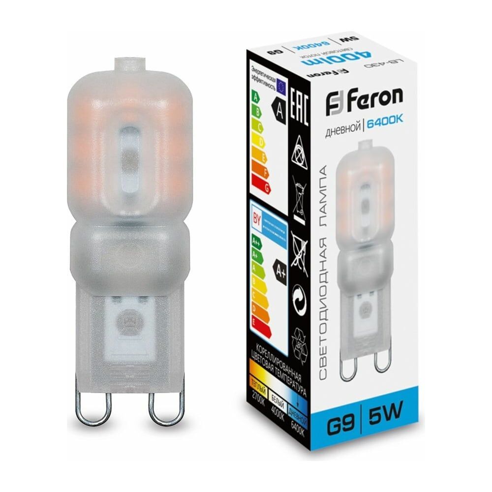 Светодиодная лампа FERON LB-430 G9 5W 6400K