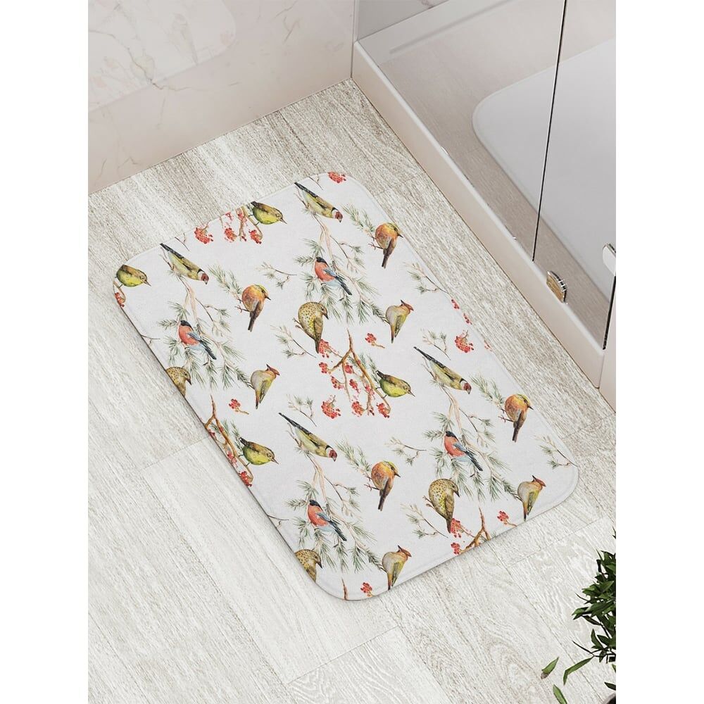 Противоскользящий коврик для ванной, сауны, бассейна JOYARTY Зеленые пташки