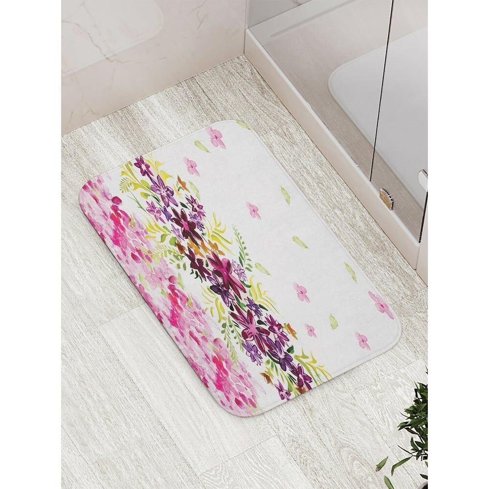 Противоскользящий коврик для ванной, сауны, бассейна JOYARTY Бордовые цветы