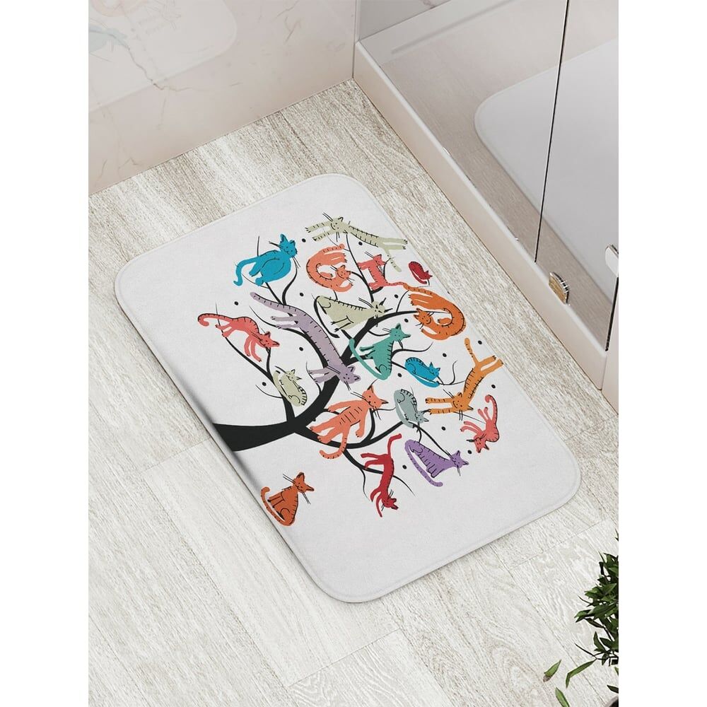 Противоскользящий коврик для ванной, сауны, бассейна JOYARTY Коты на дереве
