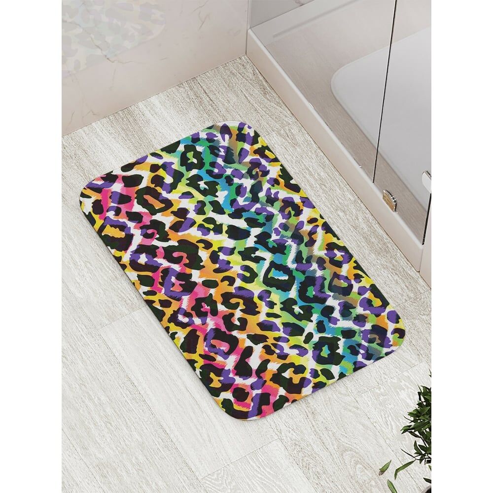 Противоскользящий коврик для ванной, сауны, бассейна JOYARTY Леопардовая радуга