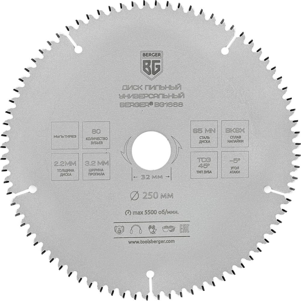 Универсальный пильный диск Berger BG BG1668