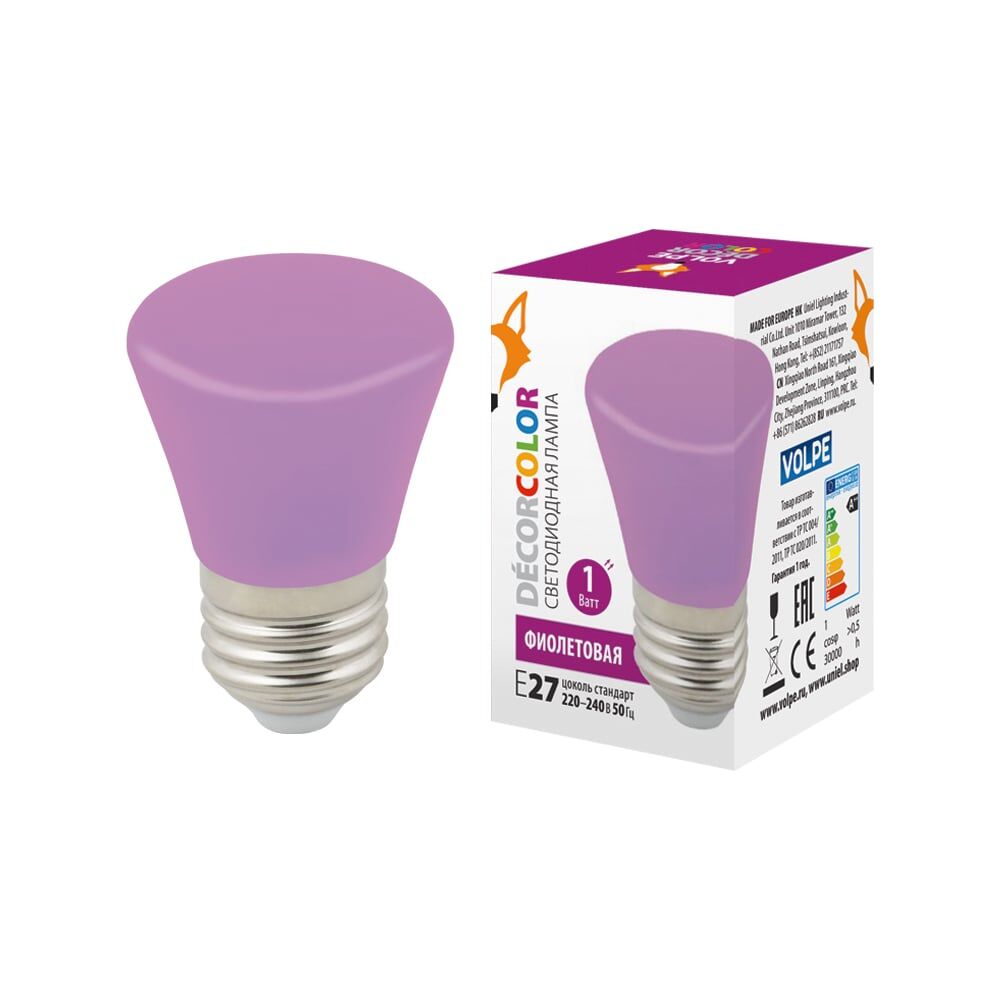 Декоративная светодиодная лампа Volpe LED-D45-1W/PURPLE/E27/FR/С BELL