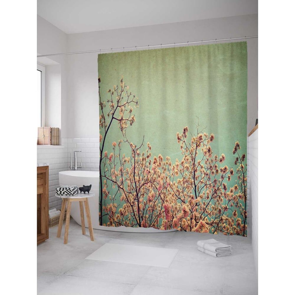 Шторка-занавеска для ванной JOYARTY Винтажные цветущие деревья