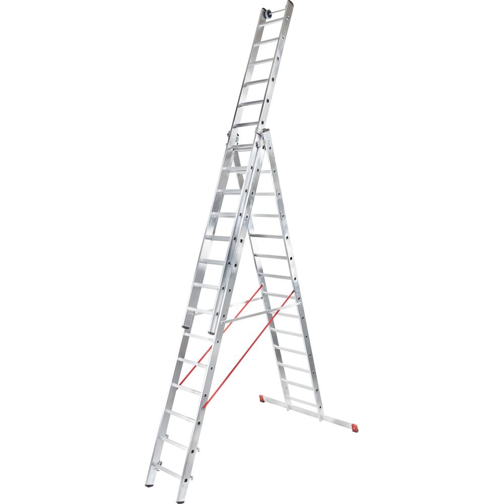 Индустриальная алюминиевая трехсекционная лестница Новая Высота 5230313