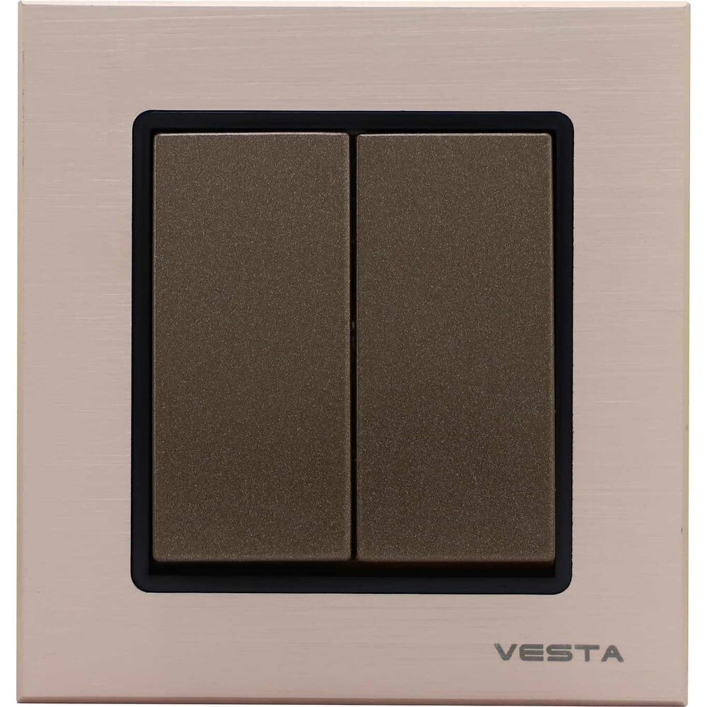 Двухклавишный выключатель Vesta Electric Exclusive Champagne Metallic