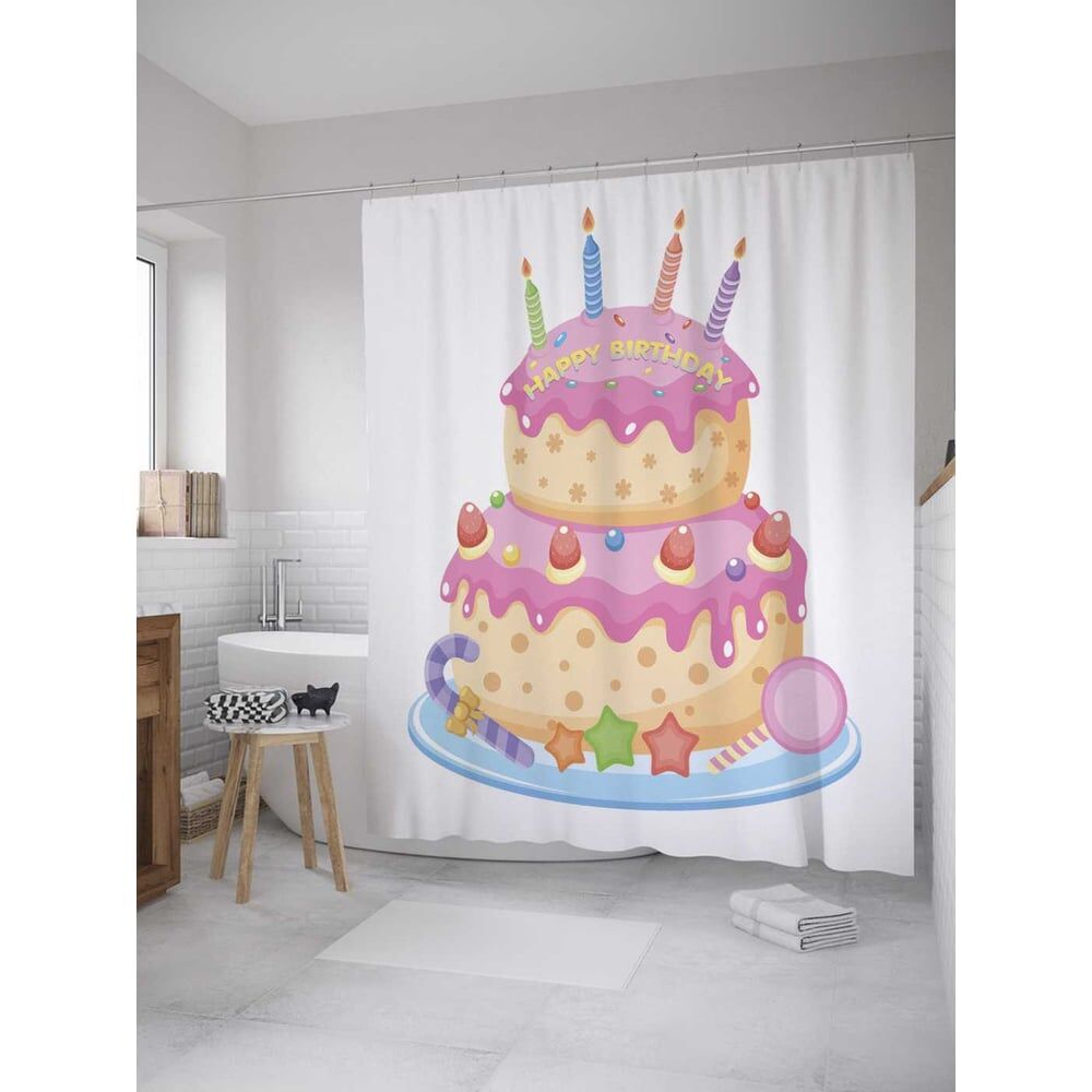 Шторка-занавеска для ванной JOYARTY Тортик на день рождения