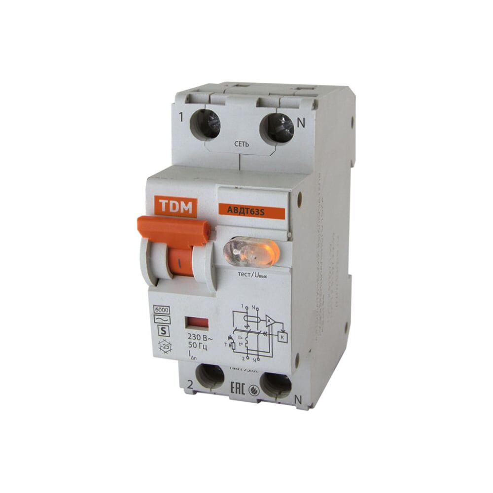 Автоматический выключатель дифференциального тока TDM АВДТ 63S