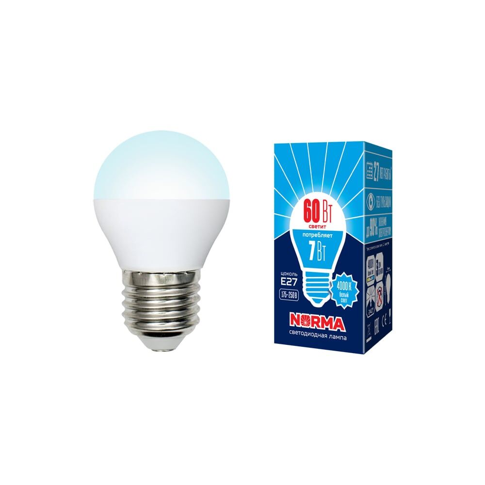 Светодиодная лампа Volpe LED-G45-7W/NW/E27/FR/NR