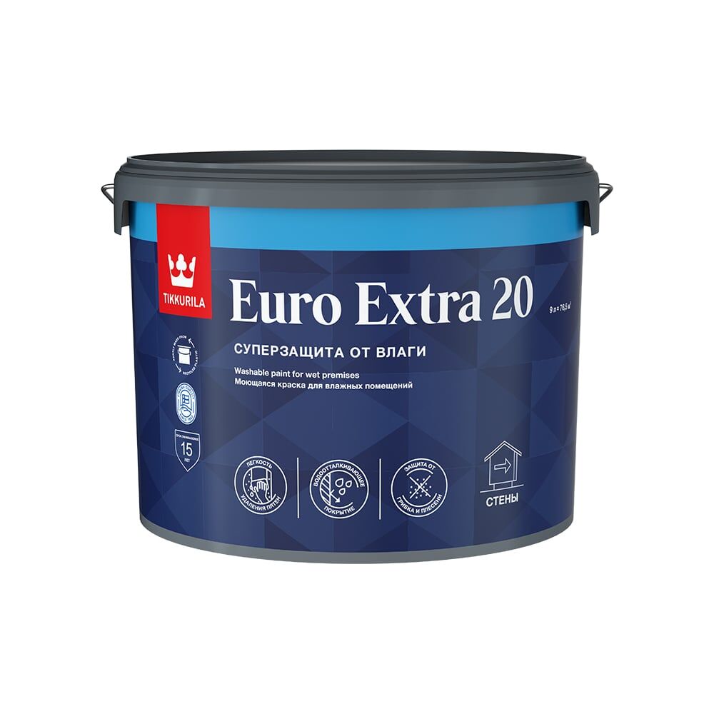 Моющаяся краска для влажных помещений Tikkurila euro extra-20
