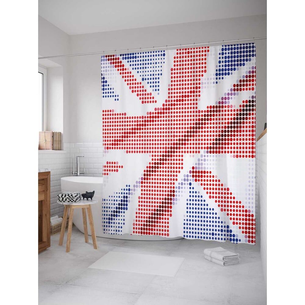 Шторка-занавеска для ванной JOYARTY Британский пиксельный флаг