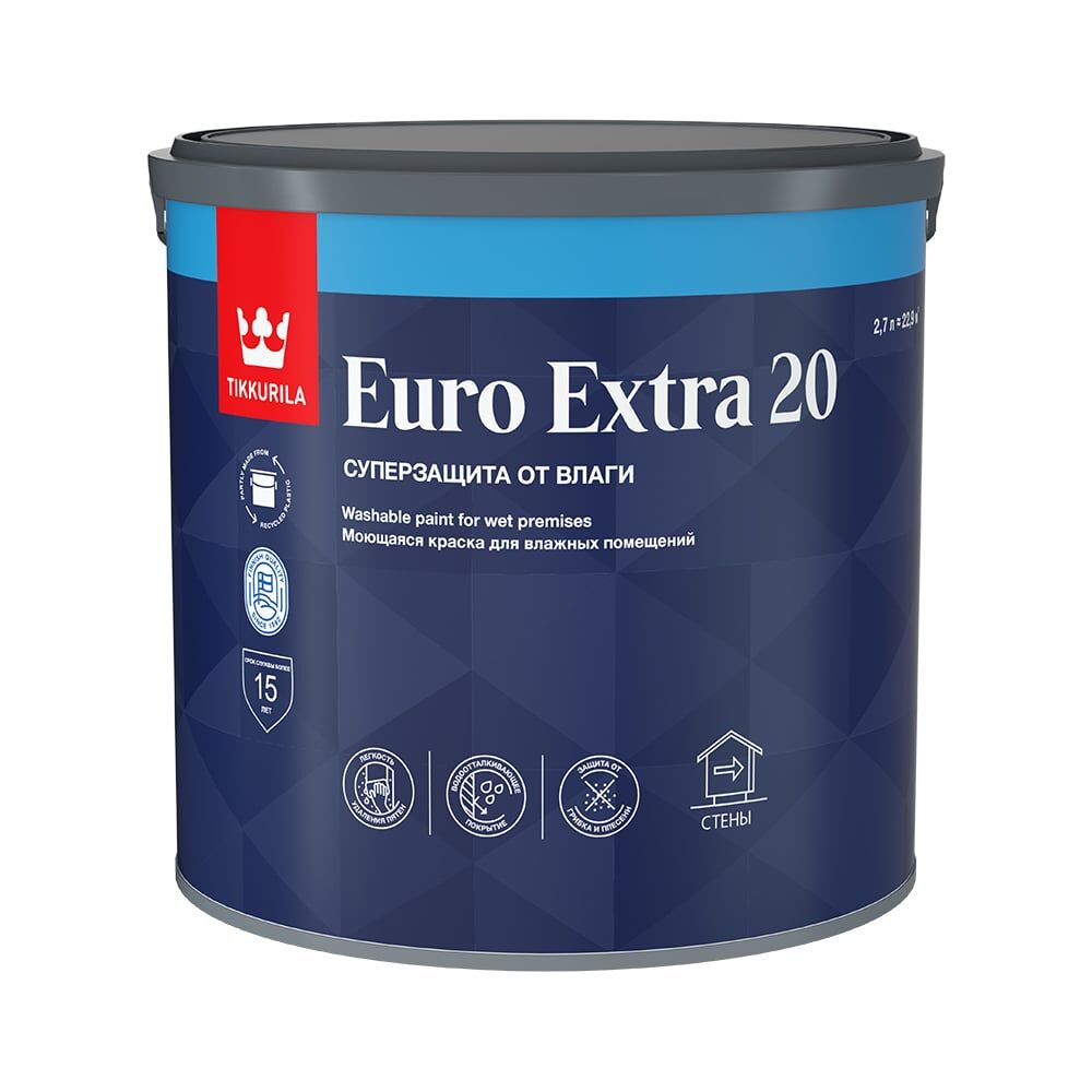 Моющаяся краска для влажных помещений Tikkurila EURO EXTRA 20