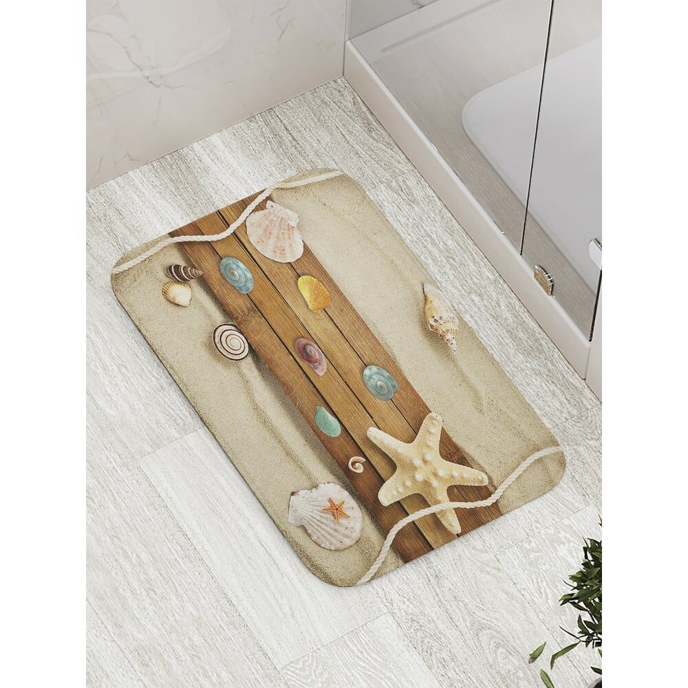 Противоскользящий коврик для ванной, сауны, бассейна JOYARTY Деревяная дорожка на песке