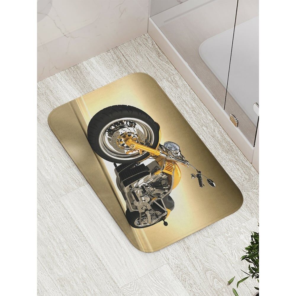 Противоскользящий коврик для ванной, сауны, бассейна JOYARTY Желтый мотоцикл