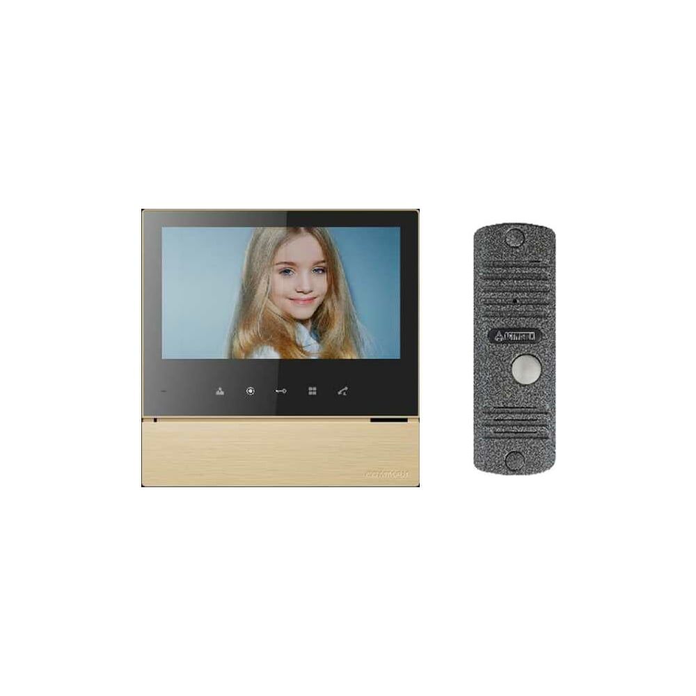 Комплект видеодомофона и вызывной панели COMMAX CDV-70H2 GoldBlackSmog/AVC305S