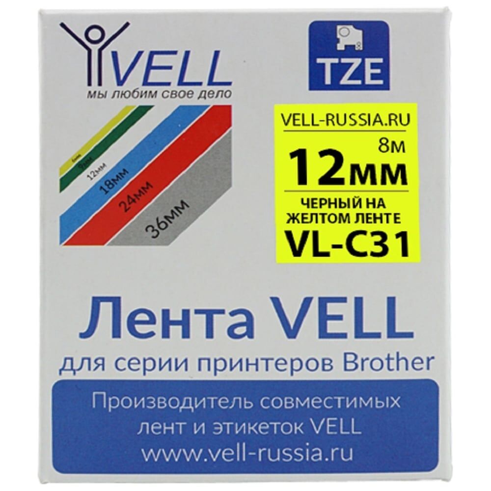 Лента для PT 1010/1280/D200/H105/E100 Vell VL-C31 Brother TZE-C31
