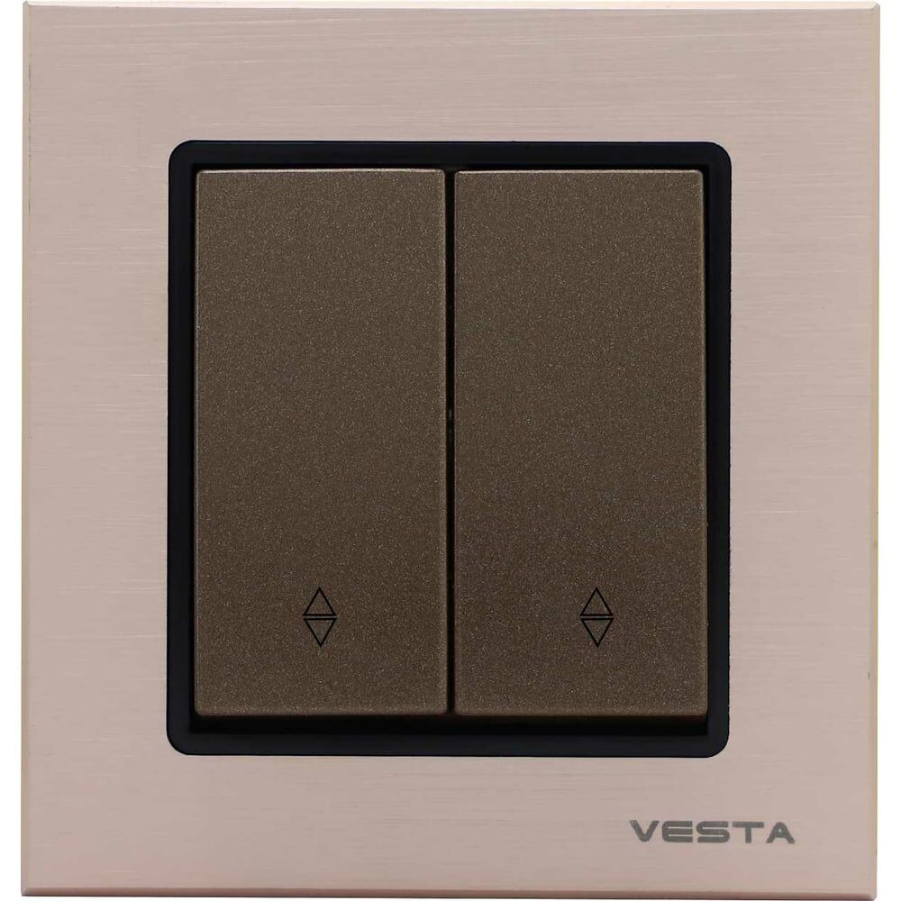 Реверсивный двухклавишный выключатель Vesta Electric Exclusive Champagne Metallic