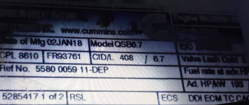 Двигатель Cummins QSB6.7-C180