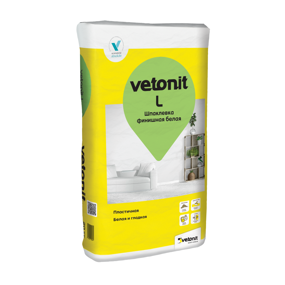 Шпаклевка финишная белая Vetonit L (20 кг)