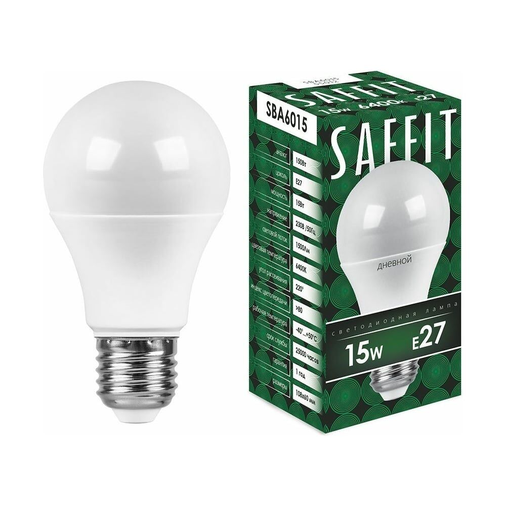 Светодиодная лампа SAFFIT E27 15W 6400K
