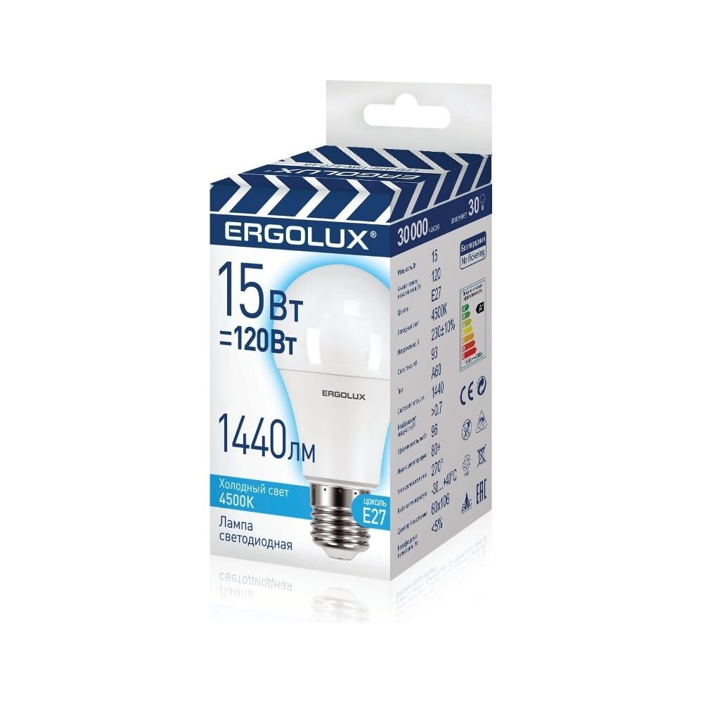 Светодиодная лампа Ergolux LED-A60-15W-E27-4K ЛОН