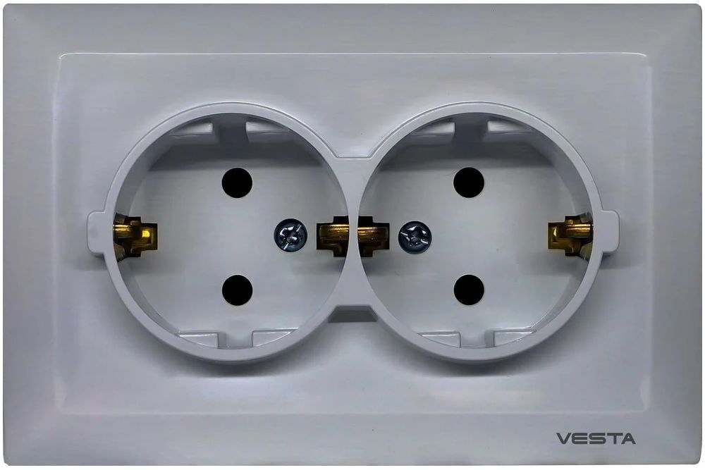 Розетка Vesta-Electric Roma Silver двойная c заземлением Vesta Electric