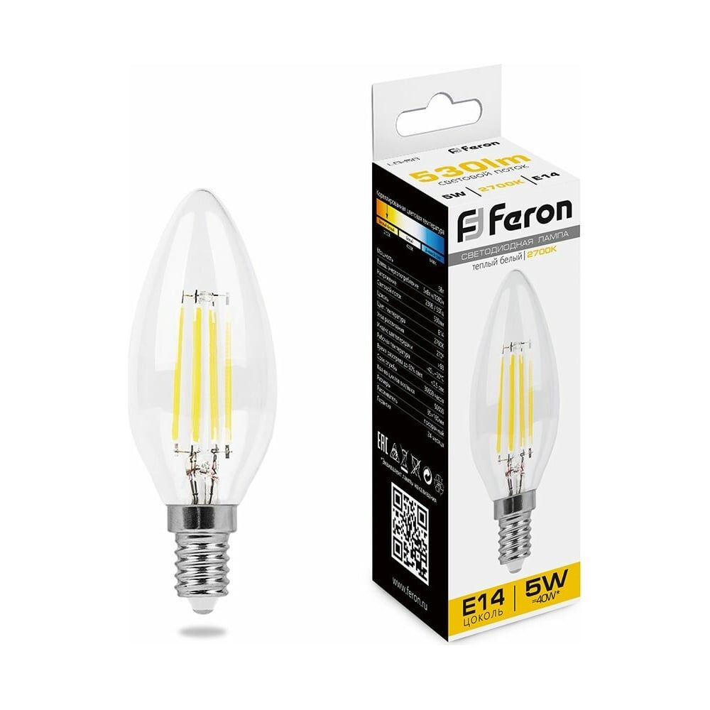 Светодиодная лампа FERON LB-58 Свеча E14 5W 2700K