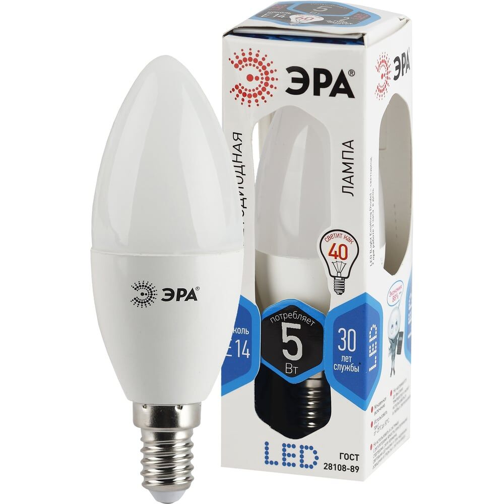 Светодиодная лампа ЭРА LED smd B35-5w-840-E14