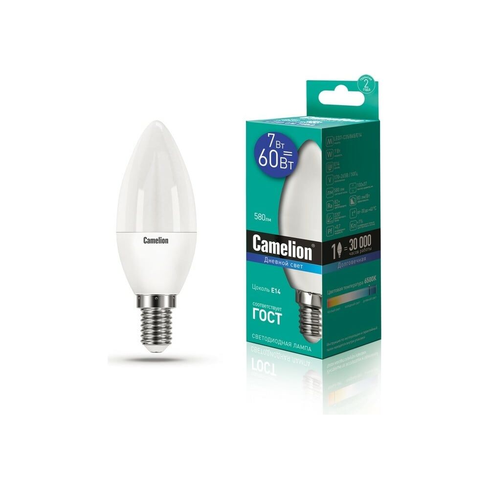 Светодиодная лампа Camelion LED7-C35/865/E14