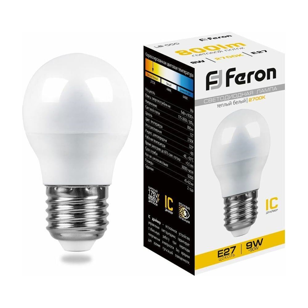 Светодиодная лампа FERON LB-550 9W 230V E27 2700K