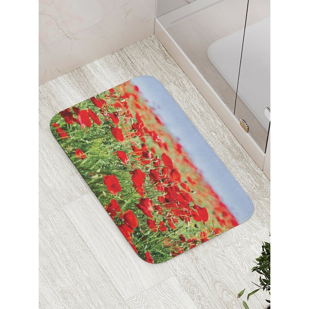Противоскользящий коврик для ванной, сауны, бассейна JOYARTY Красные маки