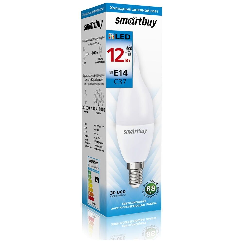 Лампа Smartbuy SBL-C37Can-12-60K-E14