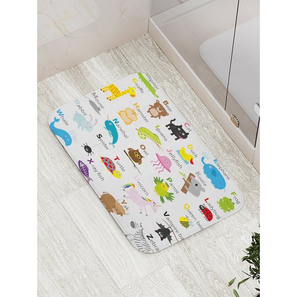 Противоскользящий коврик для ванной, сауны, бассейна JOYARTY Алфавит с животными