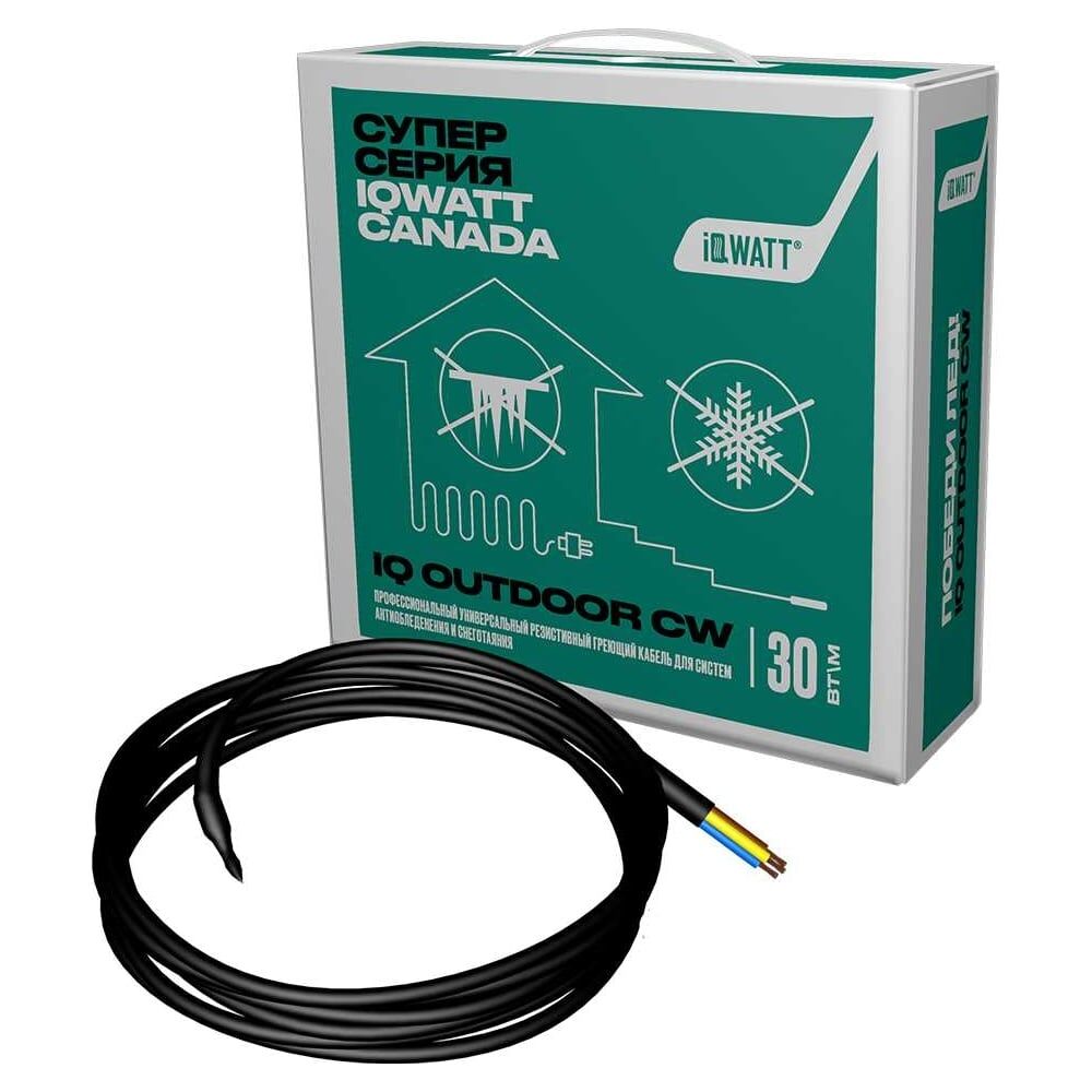 Профессиональный универсальный резистивный греющий кабель для систем антиобледенения и снеготаяния IQWATT iq outdoor cw