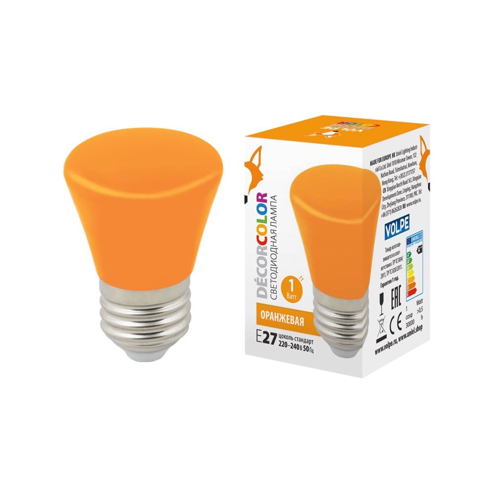 Декоративная светодиодная лампа Volpe LED-D45-1W/ORANGE/E27/FR/С BELL