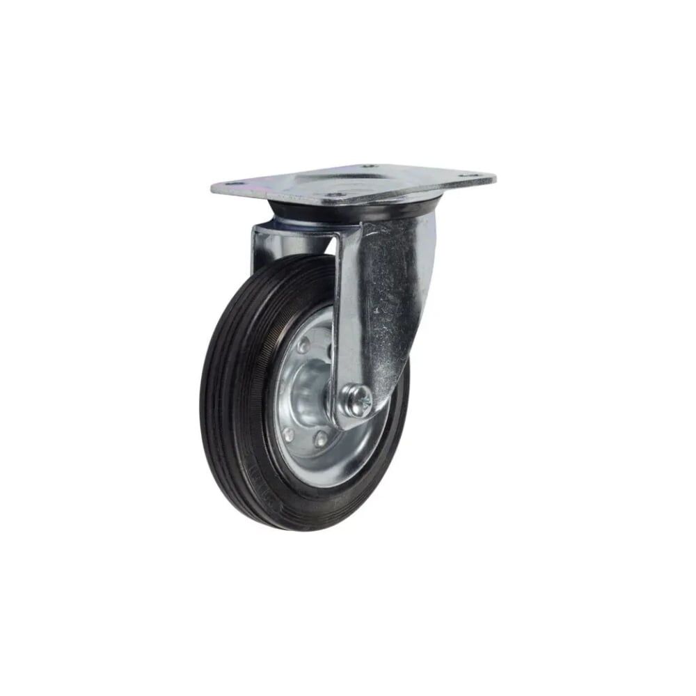 Промышленное усиленное колесо TOR SRC 63 160 мм, площадка, поворотное, черная резина, роликоподшипник