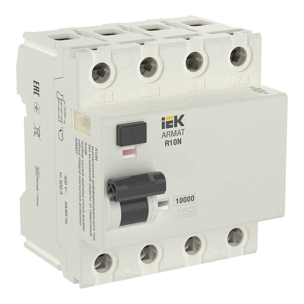 Выключатель дифференциального тока IEK ARMAT R10N 4P 63А 300мА тип A AR-R10N-4-063A300