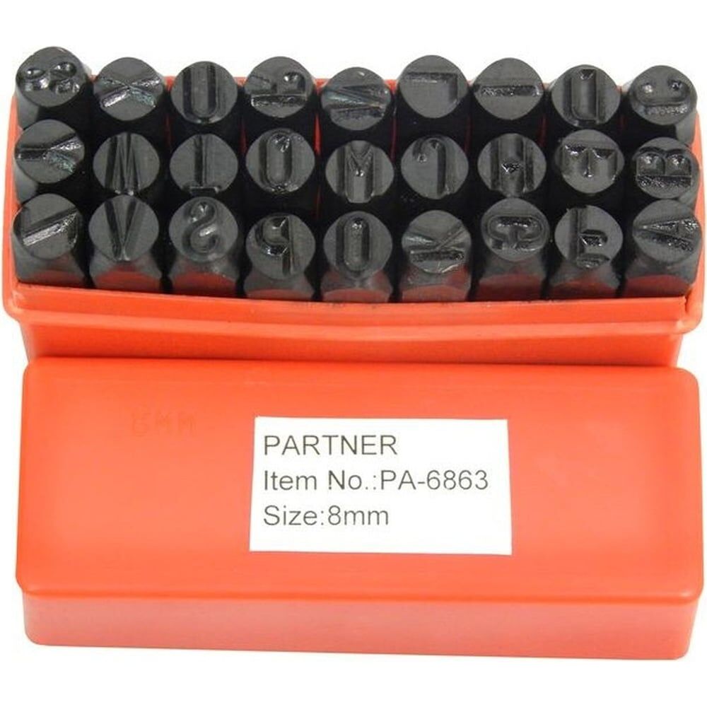 Набор буквенных штампов Partner 8 мм, латиница, в пластиковом футляре, 27 предметов PA-6863-8(8112)