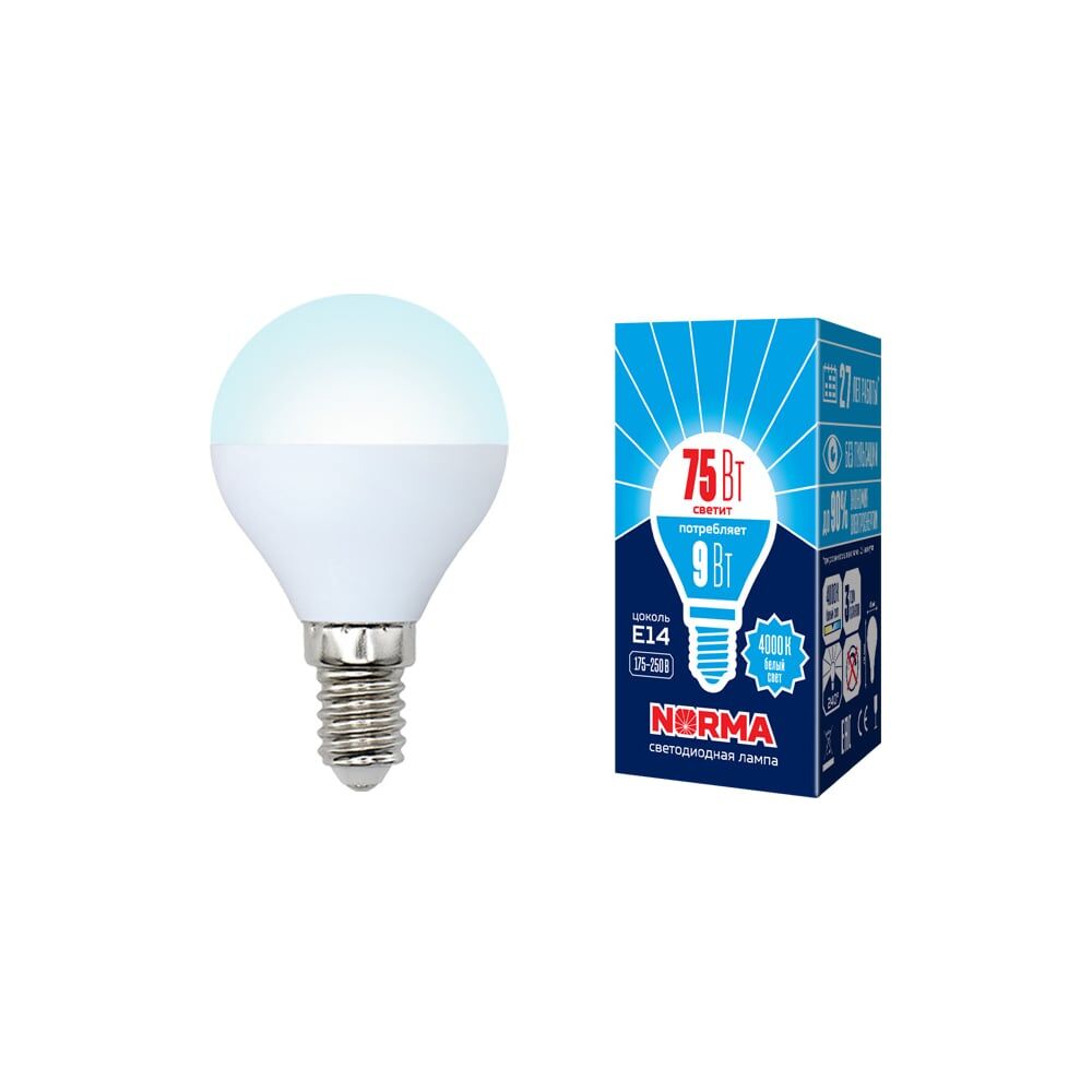 Светодиодная лампа Volpe LED-G45-9W/NW/E14/FR/NR