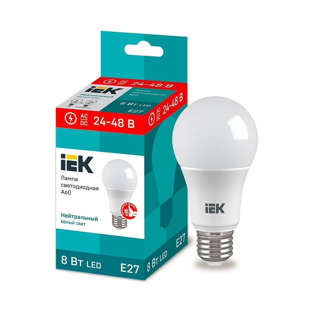 Светодиодная лампа IEK LLE-A60-08-24-48-40-E27