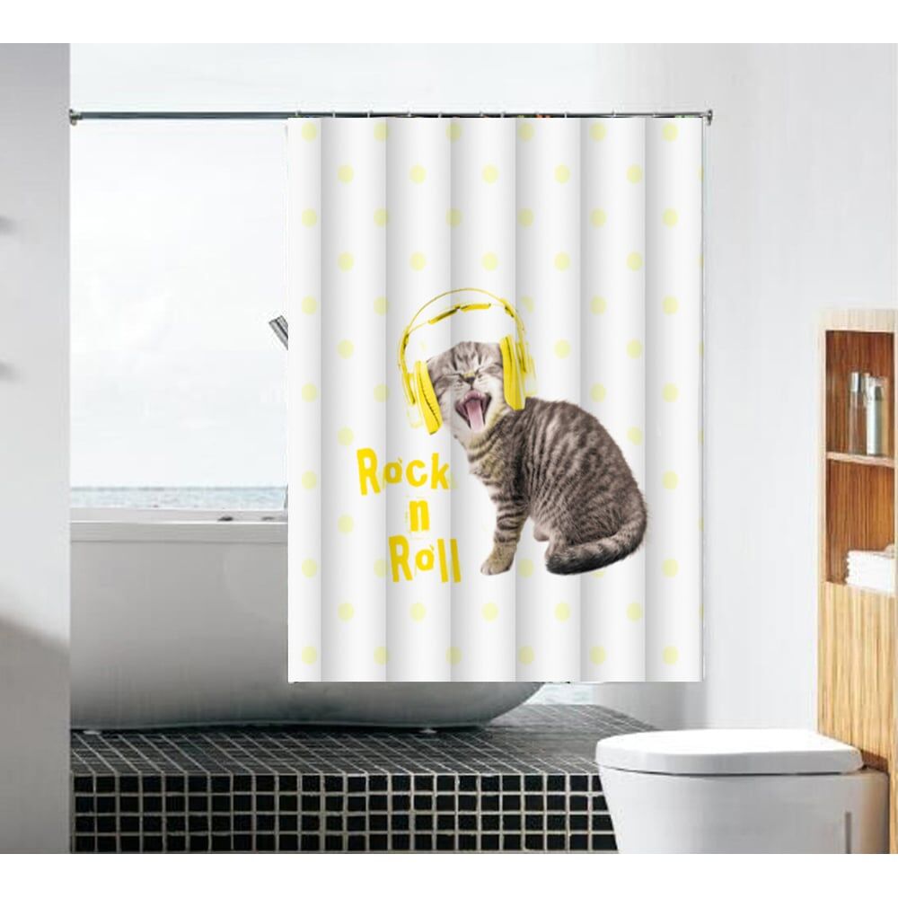 Тканевая шторка для ванной комнаты MELODIA Рок-н-ролл MZ-101