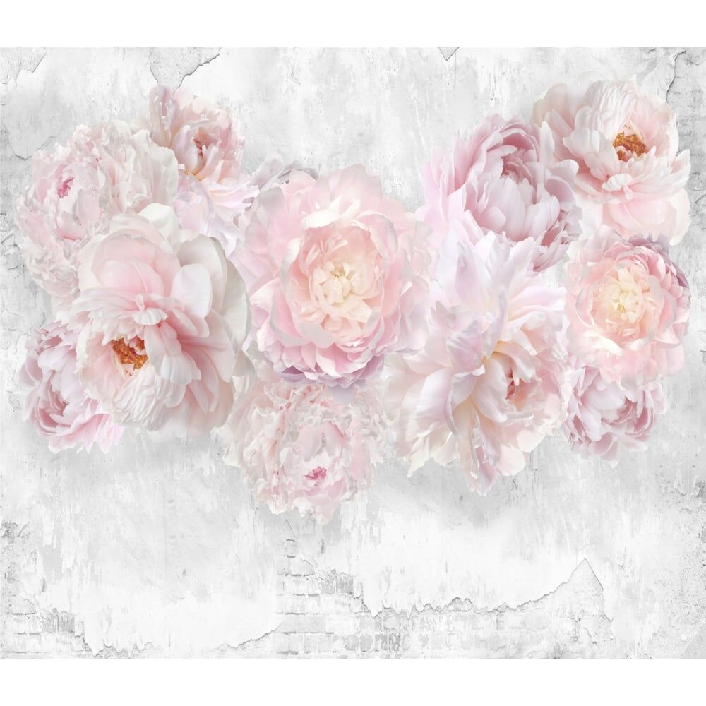 Фотообои Dekor Vinil Розовые пионы на серой кирпичной стене