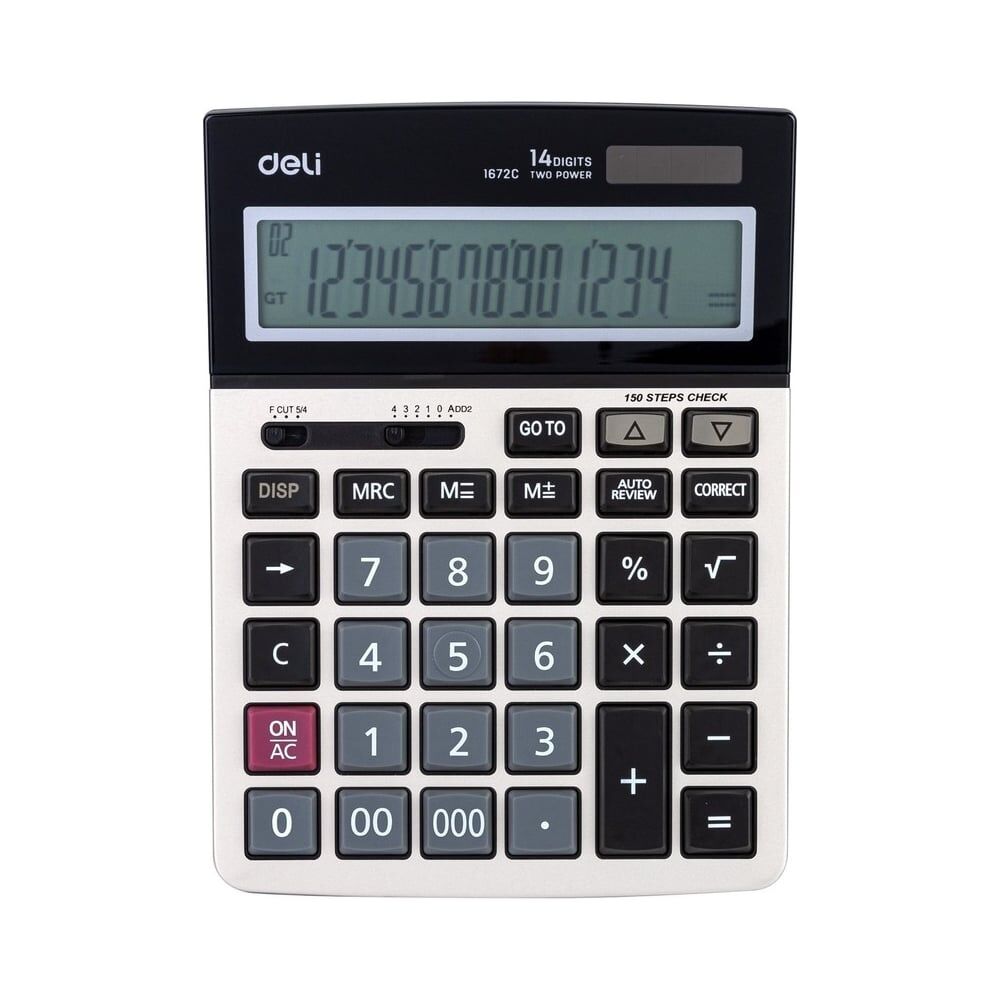 Настольный калькулятор DELI E1672C серебристый 14-разр.