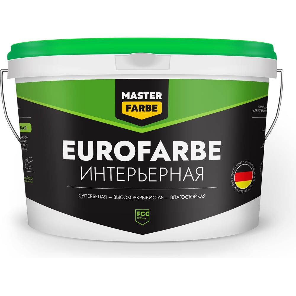 Влагостойкая водно-дисперсионная краска MASTERFARBE Eurofarbe