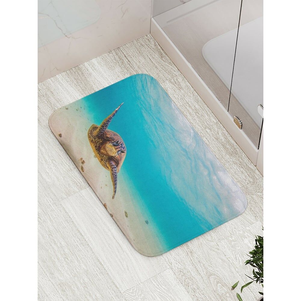 Противоскользящий коврик для ванной, сауны, бассейна JOYARTY Черепаха в поисках сокровищ