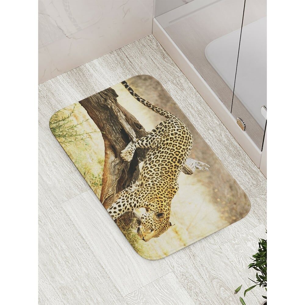 Противоскользящий коврик для ванной, сауны, бассейна JOYARTY Леопард на дереве
