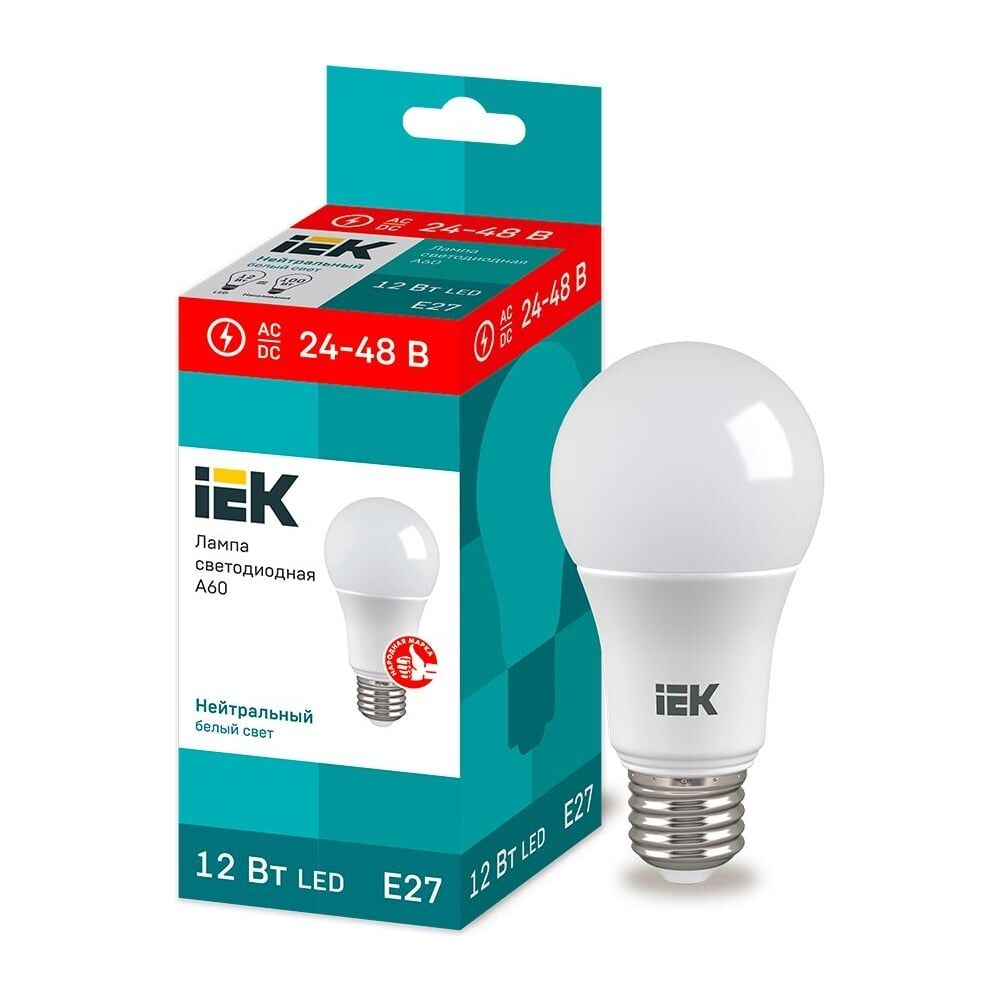 Светодиодная лампа IEK LLE-A60-12-24-48-40-E27