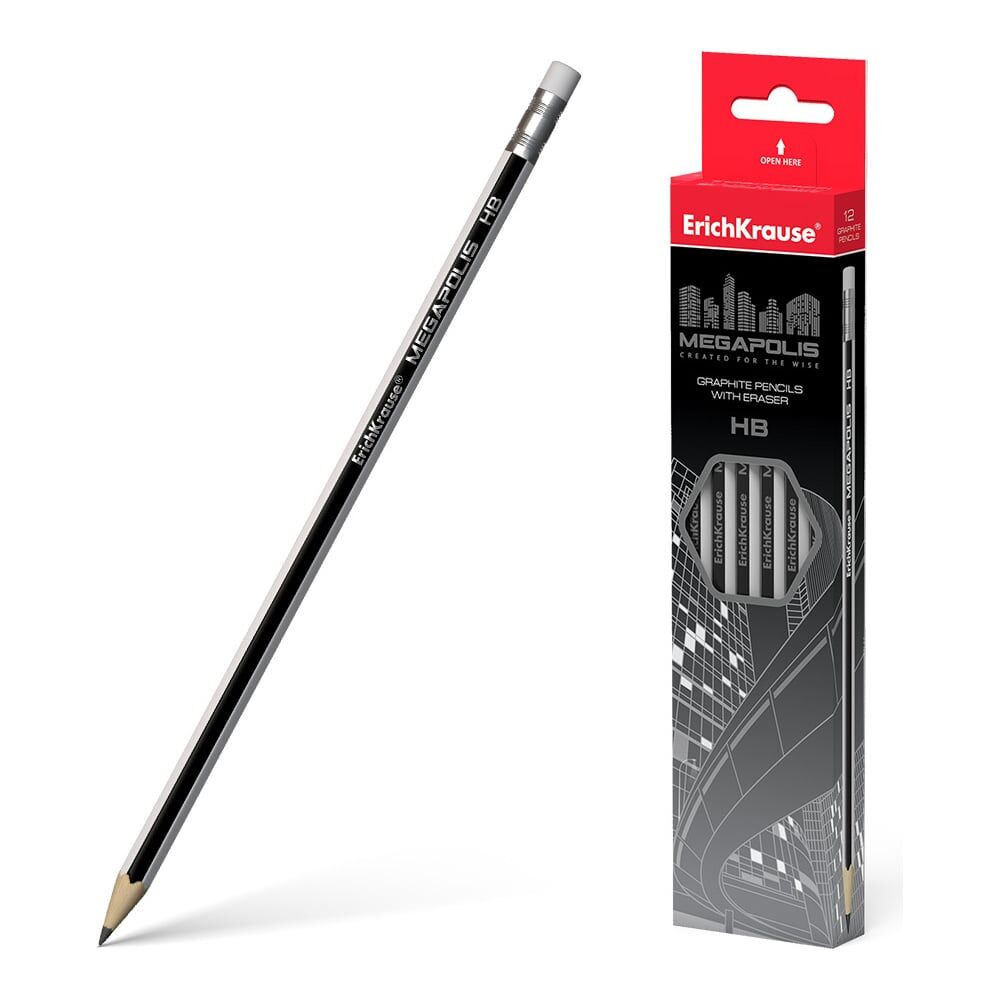 Шестигранный чернографитный карандаш ErichKrause MEGAPOLIS